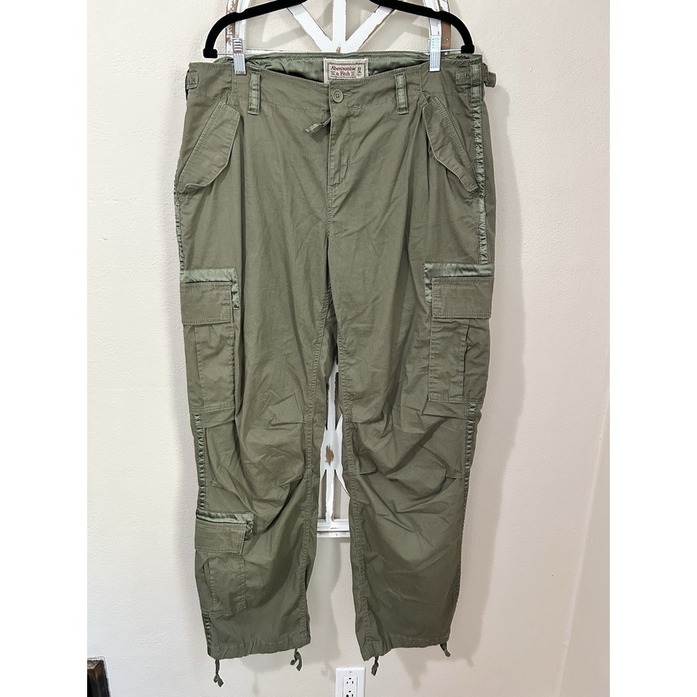 Vintage Abercrombie & Fitch womens 33/16L Green Cargo Utility Paratrooper Pants